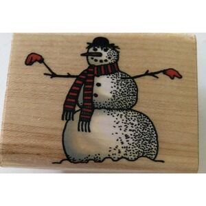 NEW Inkadinkado Charles Wysocki SNOWMAN Wood Mounted Rubber Stamp 5251